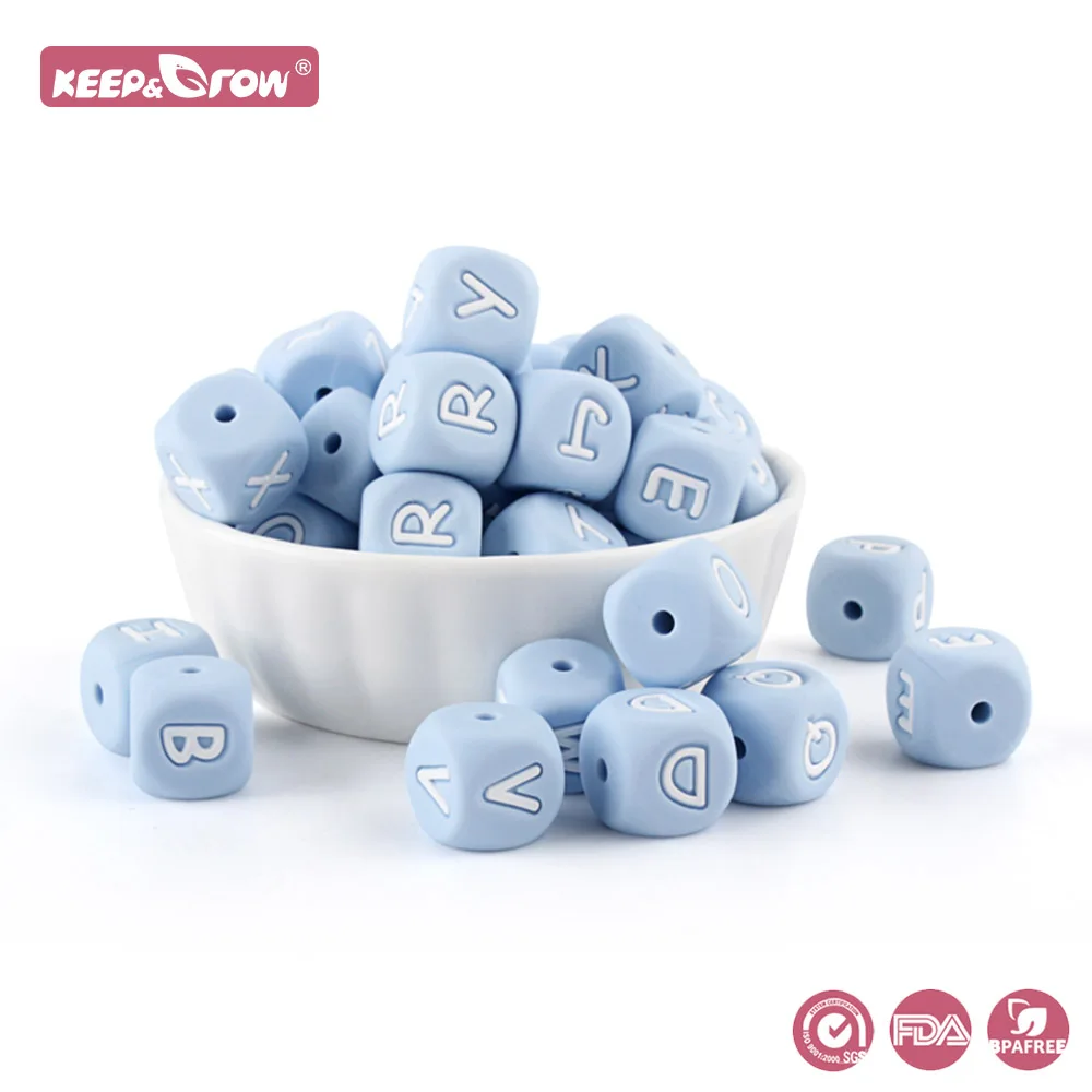 

Keep&Grow 100Pcs Silicone Beads English Letter beads mordedor bebe For Personalized Name DIY Rodent Chewing Alphabet Letters