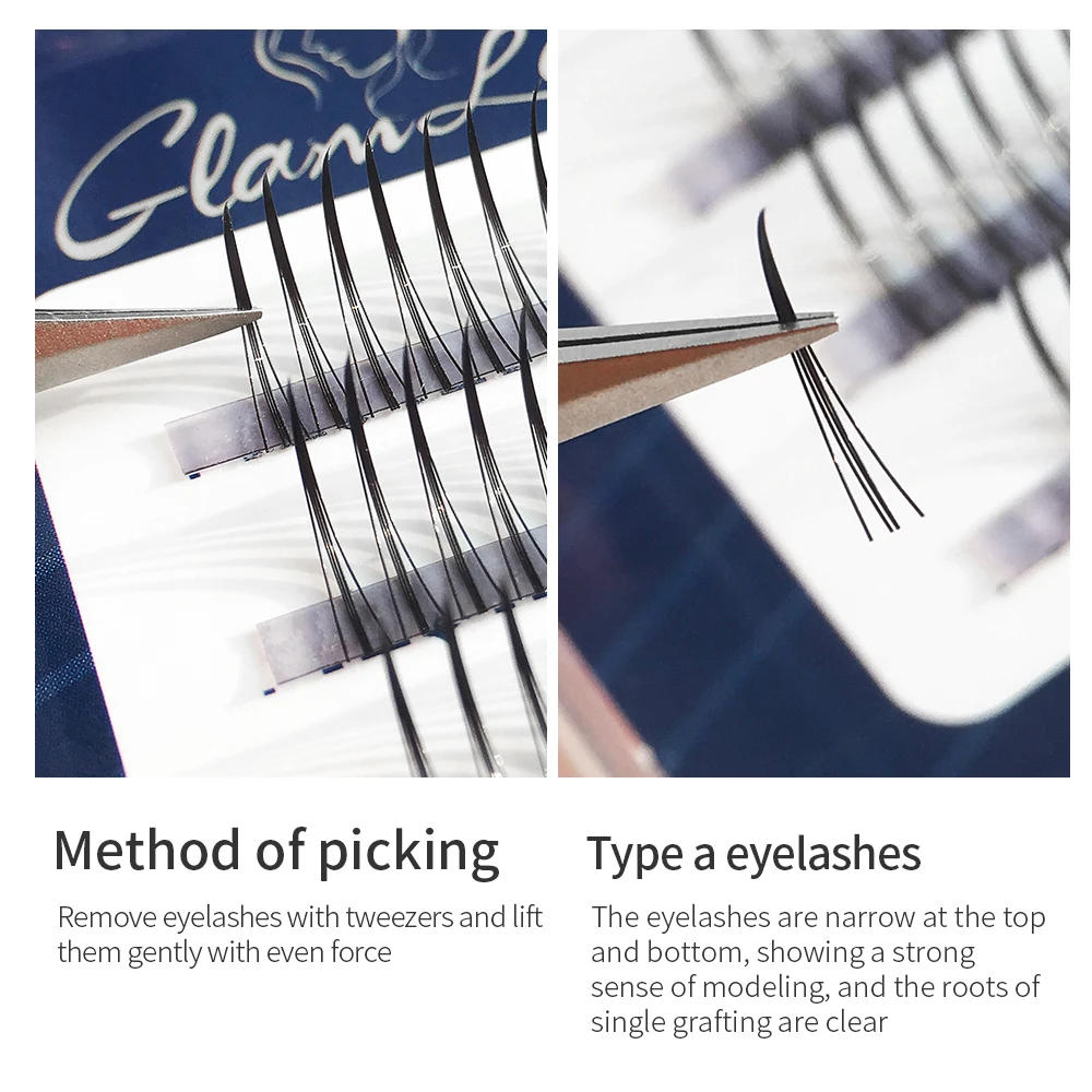 fishtail type Fashion dovetail fly eyelash Two long middle short plant grafting Cluster false eyelashes wholesale