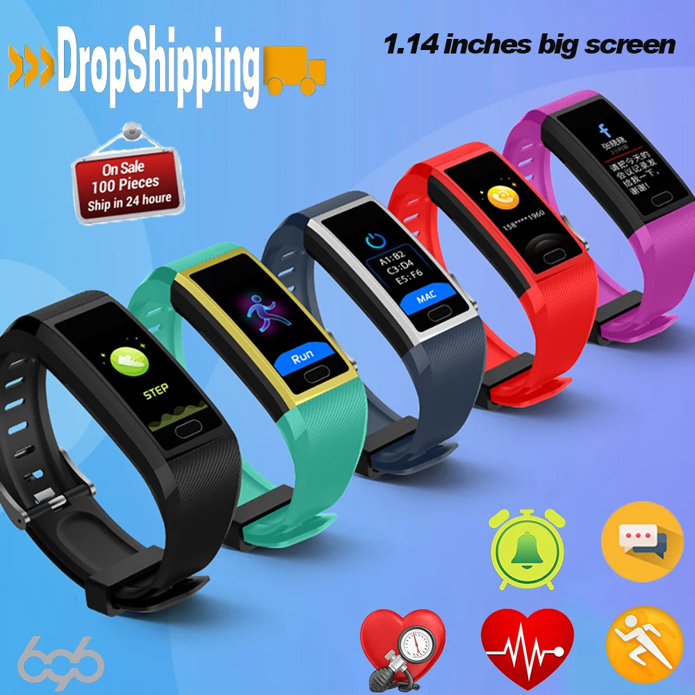 

696 118Plus Smart Bracelet Fitness Tracker Waterproof Heart Rate Blood Pressure Oxygen Monitor Bracelet Sport Smart Wristband