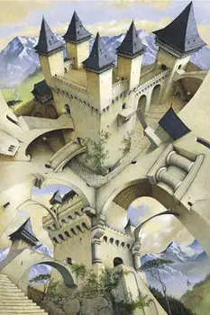 

CASTLE OF ILLUSION VISUAL OPTICAL SILK POSTER Decorative painting 24X36INCH