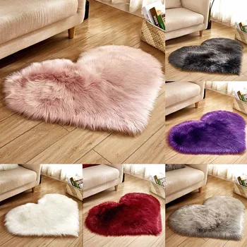 

Love Heart Rugs No Lint Carpet Carpet Artificial Wool Sheepskin Hairy Mat Faux Fluffy Mats Kid Room Area Rug For Living Room ##1