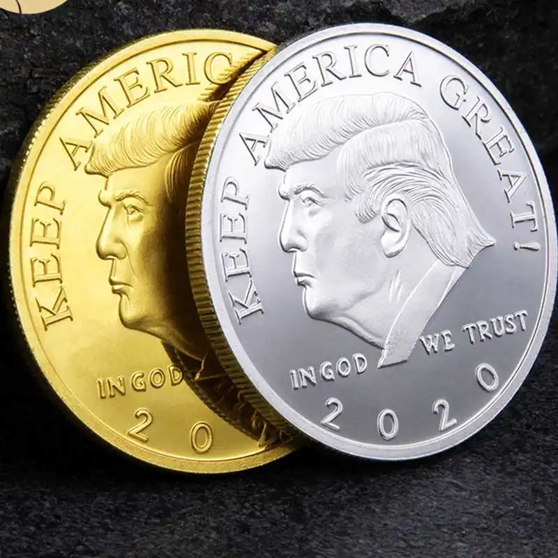 ~Commemorative 2 Coins Donald Trump Gold And Silver Plated Coins 2018 