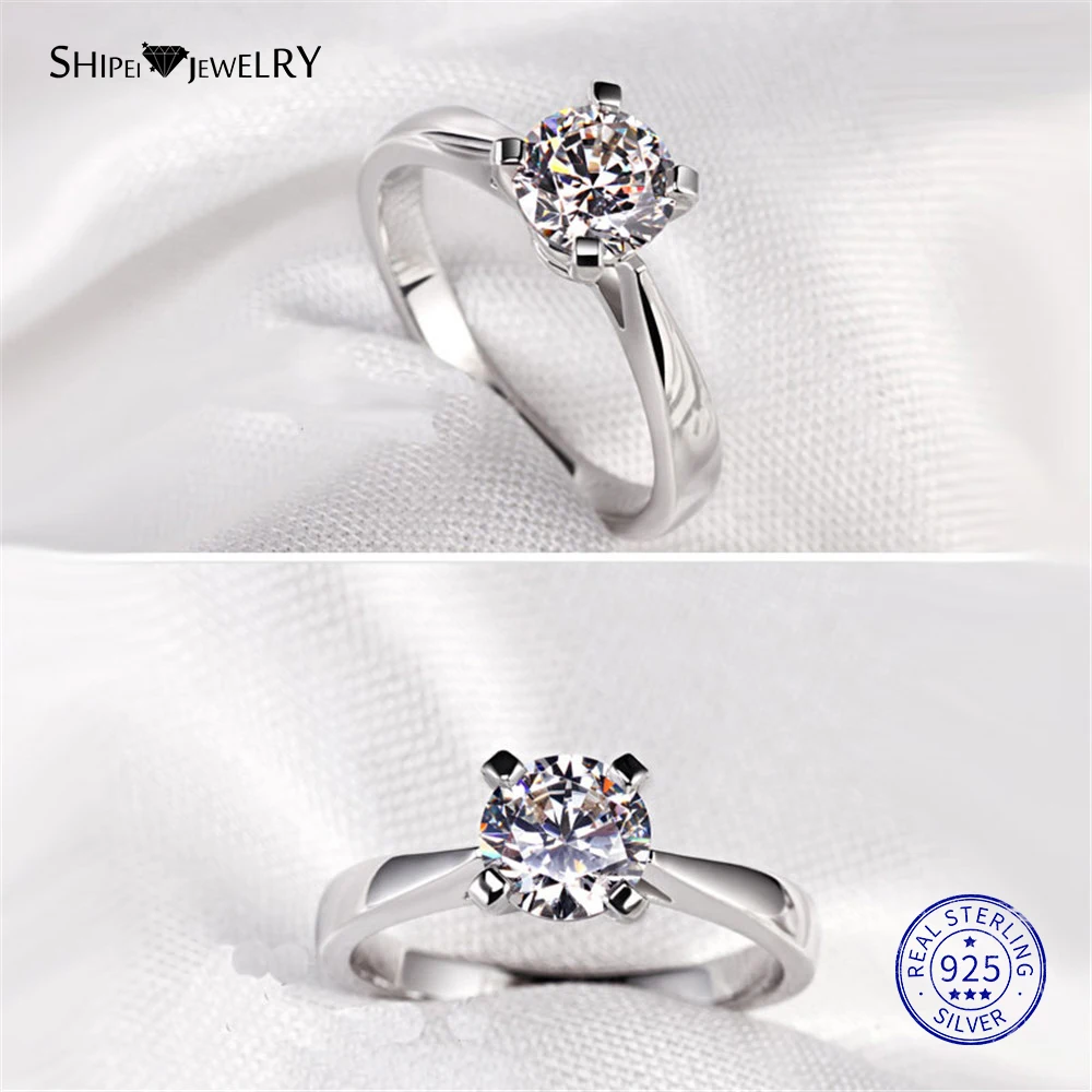 Женское кольцо из серебра 100% пробы с муассанитом 8 мм|Кольца| |