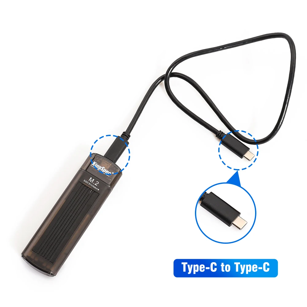 Чехол KingSpec M.2 SSD корпус NVMe для жесткого диска к USB Type c внешний NVME PCIe M key ssd m.2