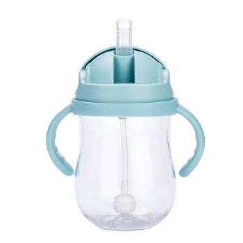 

300 Ml Cups Babies Silicone Wide Mouth Leakproof Drinking Suction With Handles Feeding Bottle Water Straw Training Milk