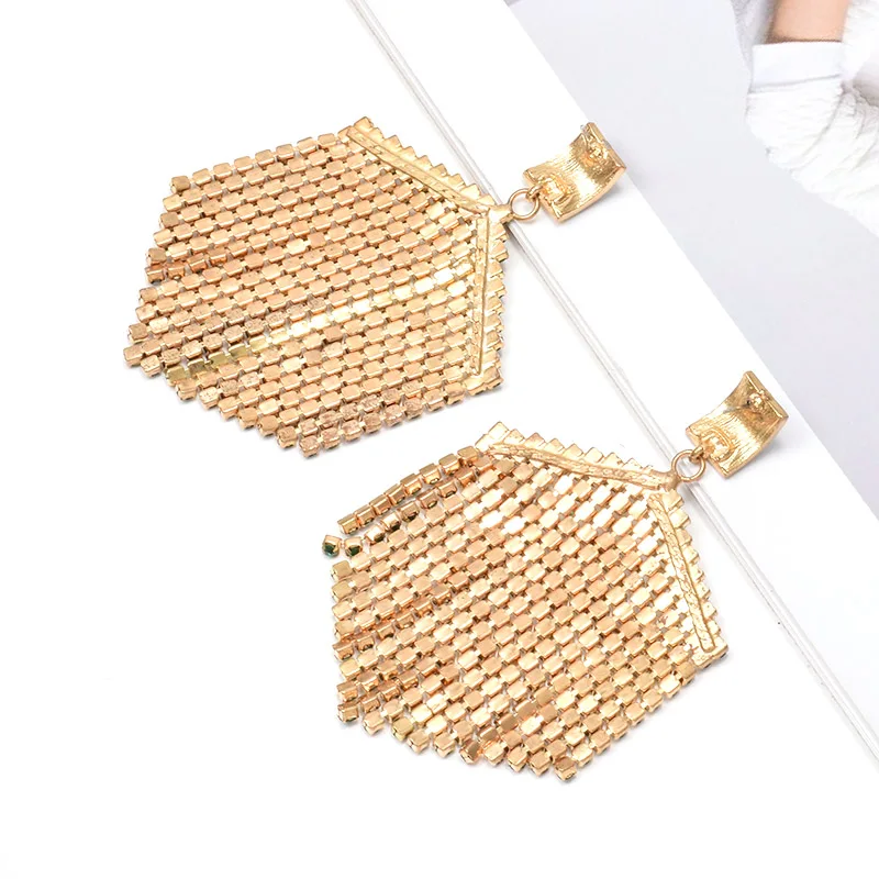 Новые изящные золотые металлические прозрачные стразы длинные висячие серьги подвеска-Кристалл цепочка кисточка ювелирные изделия Аксессуары для женщин