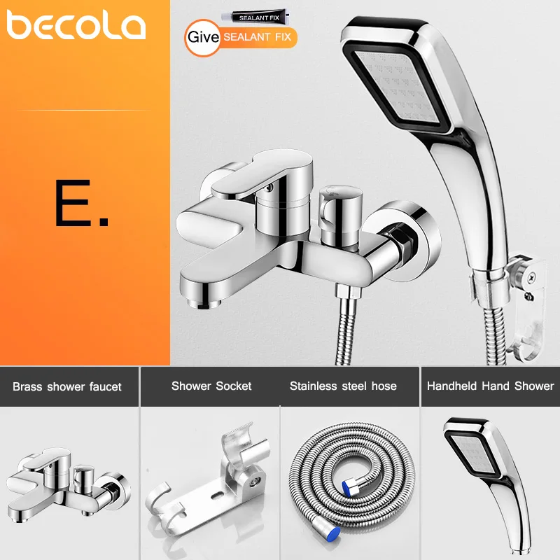 Bath Room Wall Mounted Bathroom Faucet With Handheld Hand Shower Bathtub Mixer Set Shower Faucet shower set,bathtub faucet,shower faucet,water mixer