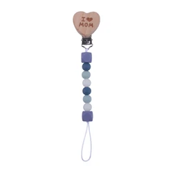 Baby Pacifier Chain Clip Nursing Teether Soother Holder Silicone Beads Wood Clip