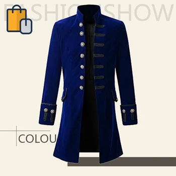 

Men's Velvet Uniform Trench Coat Victoria Trench Coat Gothic Steampunk New