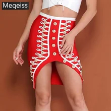 Meqeiss новые летние женские юбки бандаж на пуговицах юбки сексуальные Клубные облегающие элегантные вечерние юбки знаменитостей Vestidos