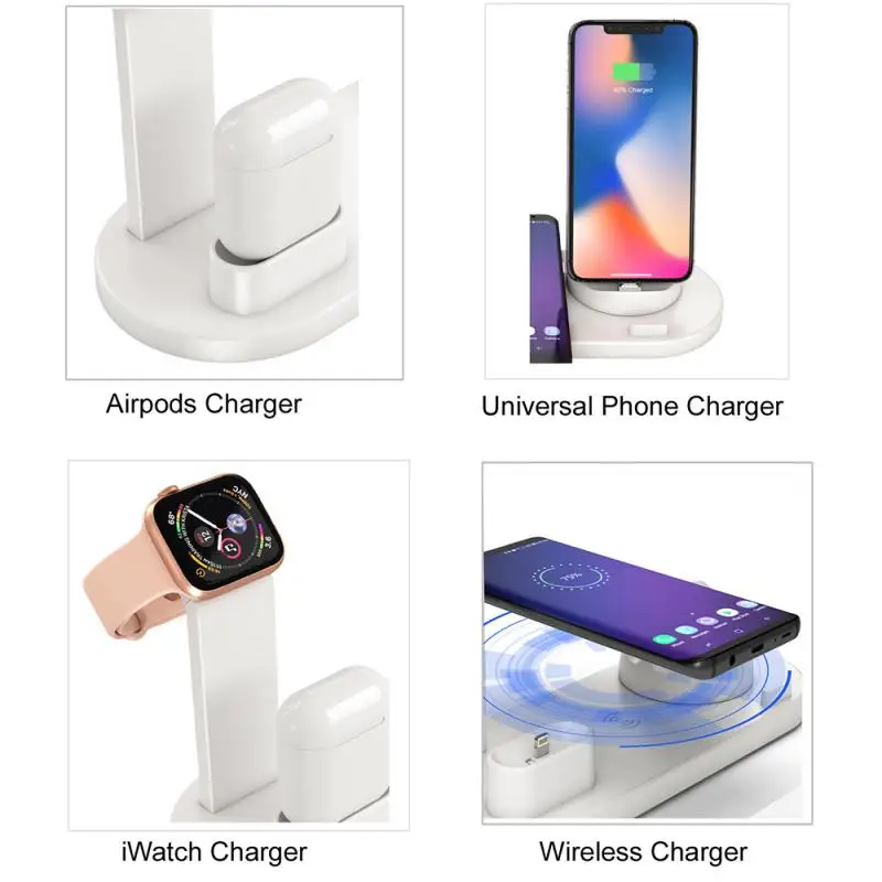 Для Apple Watch Airpods IPhone 3в1 Qi быстрая Беспроводная зарядная док-станция Быстрая зарядка Беспроводная зарядная подставка