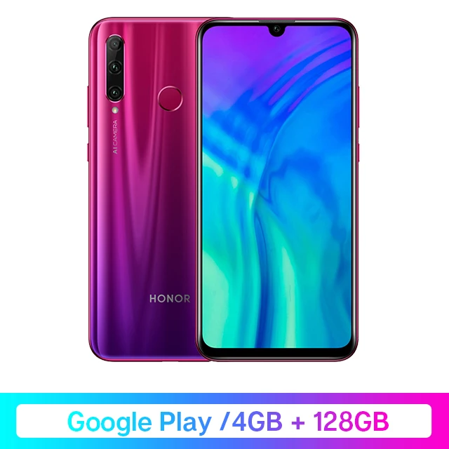 Google Play Honor 20i 20 i смартфон 20 lite Kirin 710 Восьмиядерный передний 32 МП задний 24 МП Тройная камера разблокировка отпечатков пальцев 3400mA - Цвет: 4GB 128GB Red