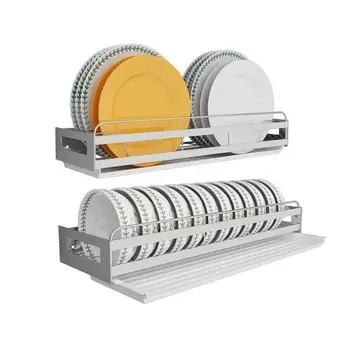 

Dish Rack Drain Rack Wall-mounted Punch-free Stainless Steel Hanging Dish Rack Plate Storage Kitchen Rack