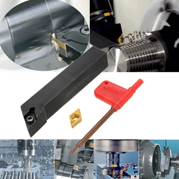 

6 x100mm SDJCR1616H11 1Holder + DCMT11T308 T15 LatheTurning Tool Boring Bar Black DCMT 11T3 (DCMT 32.5)