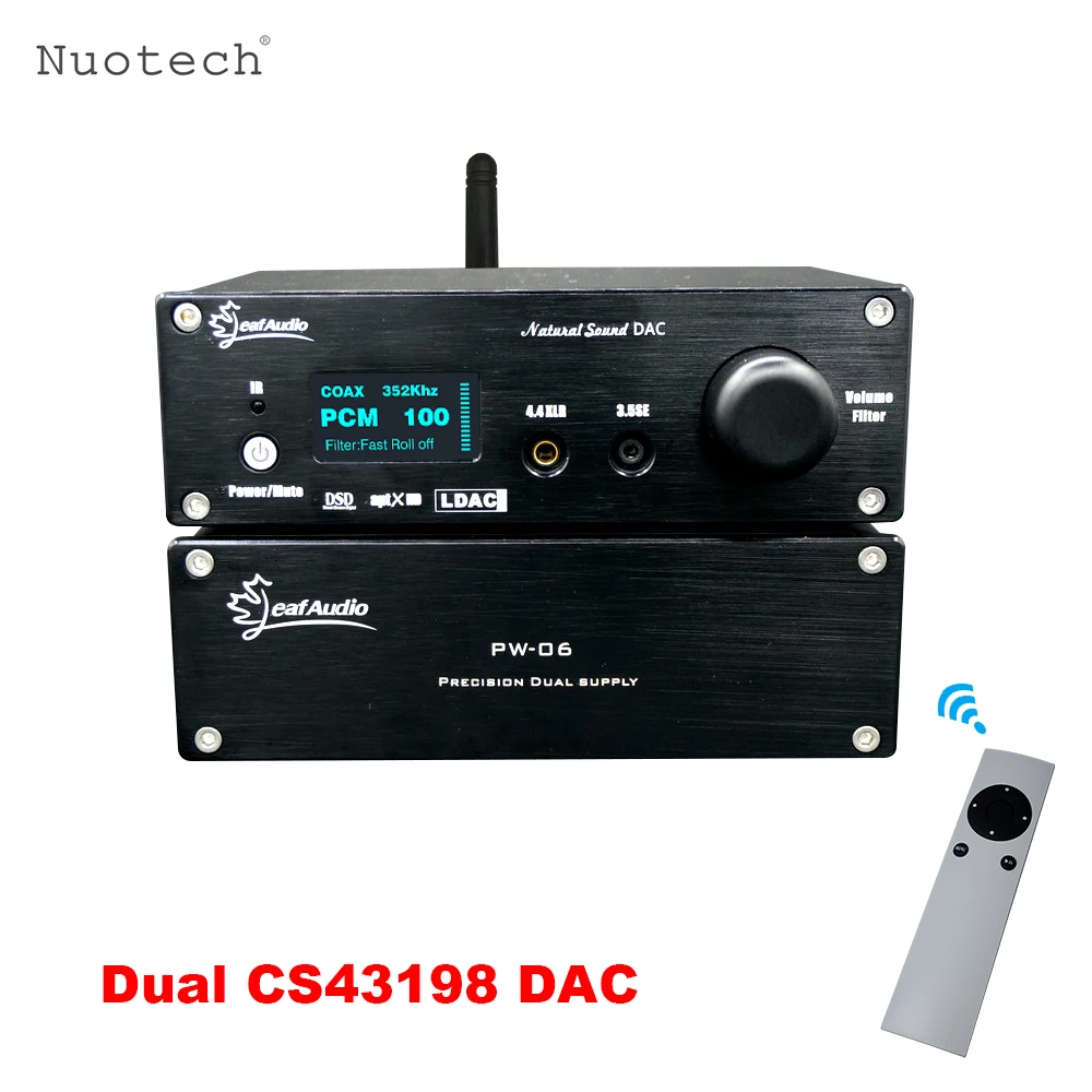 Nuotech Dual CS43198 DAC Fever Remote Control Bluetooth Decoder Split Power Supply DSD256 Balanced Headphone Amplifier with OLED |