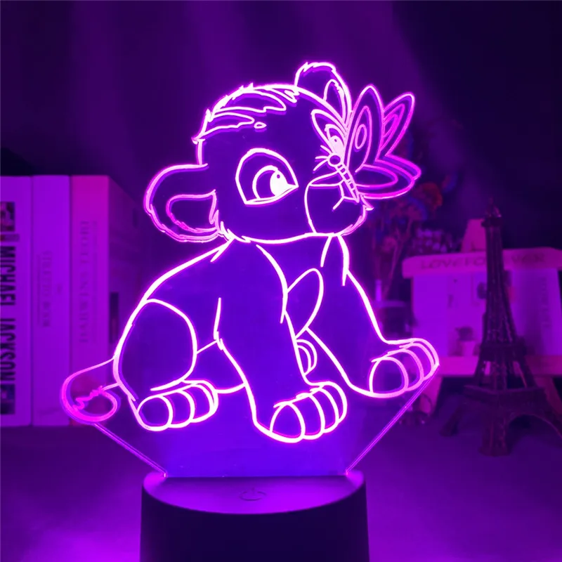 The Lion King Younger Simba Playing Scenes LED Night Light for Children Disney 3d Light Table Lamp for Bedroom Decoration Gifts