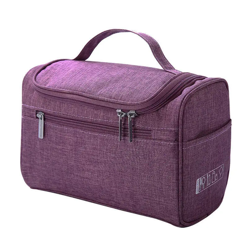  6 Colors Unisex Cosmetic Bag Solid Zipper Make Up Storage Bag Large Capacity Square Shape Travel Or