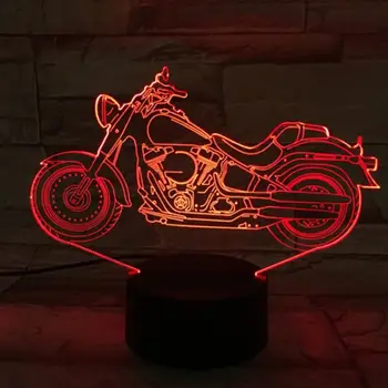 

Modern and Simple Retro Modeling Motorcycle 3d Night Light Creative Colorful Crack Base Ornaments Give Gifts Lights