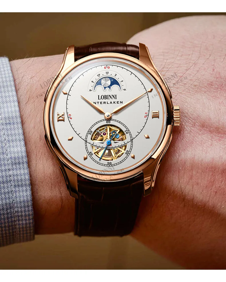 Швейцарские роскошные Брендовые Часы LOBINNI, мужские часы с японским топом MIYOTA, автоматические механические часы MOVT с сапфиром, водонепроницаемые часы relogio, часы L13022-2
