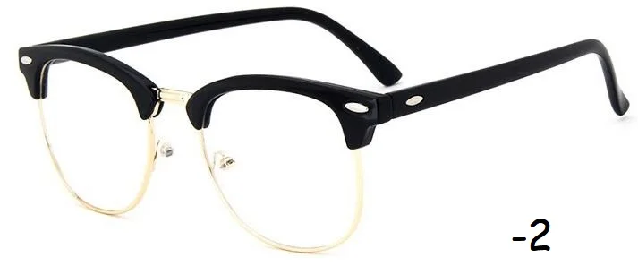 1-1,5-2-2,5-3-3,5-4-4,5-5,0-5,5-6,0 классические очки для близорукости женские мужские Оптические очки металлическая оправа для очков - Цвет оправы: black  -2