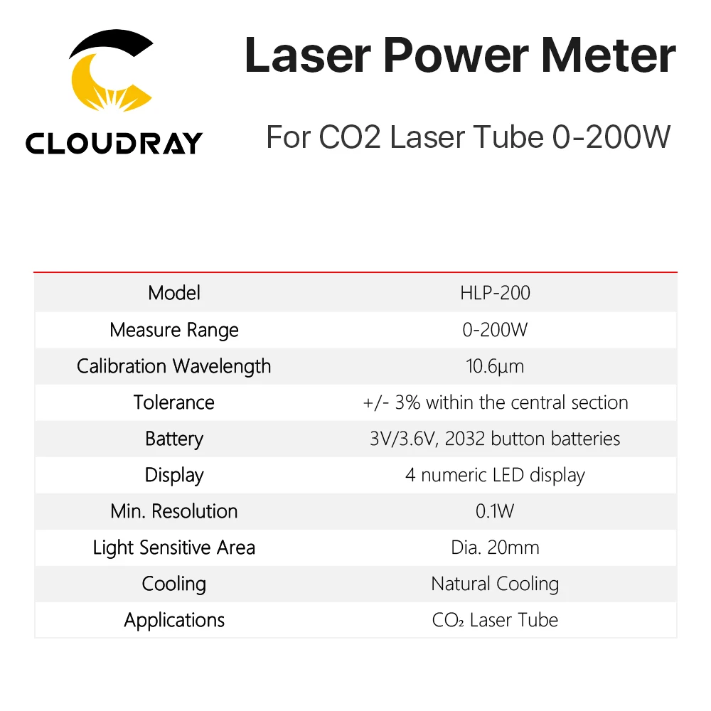 Портативный CO2 лазерный измеритель мощности Cloudray 0 200 Вт|power machine|power meterpower tube |