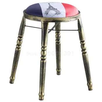 

American Iron Stool Home Fashion Creative Bench European Simple Modern Thick Small Round Stool Living Room Table Chair