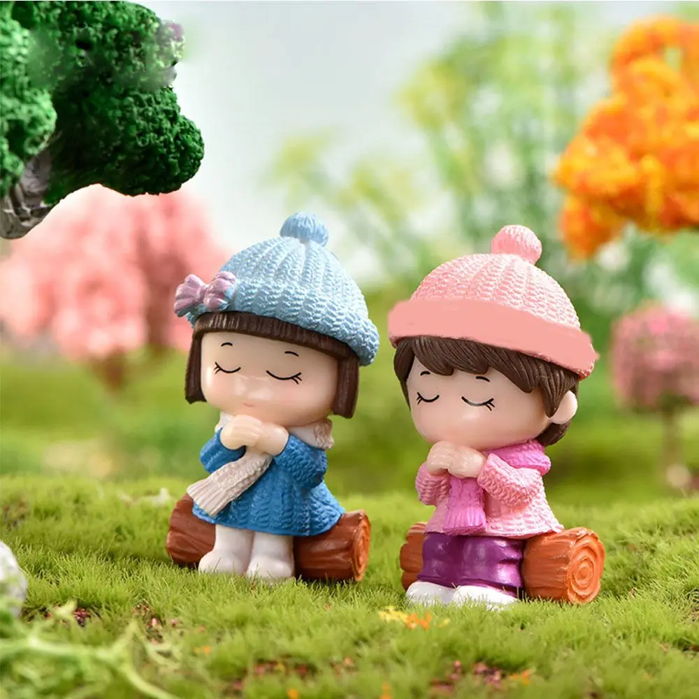 2pcs Lovers Couple Miniature Mini Doll DIY Resin Wishing Blessing