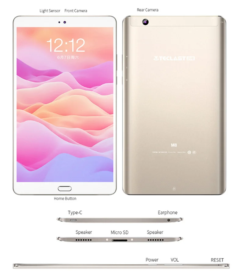 Teclast M8 8,4 дюймовый планшетный ПК Android 7,1 Allwinner A63 1,8 ГГц четырехъядерный процессор 3 ГБ ОЗУ 32 Гб ПЗУ 2560x1600 ips Металл тип-c планшет