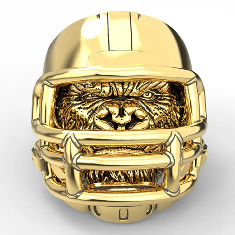Men Ring Stainless Steel Gorilla Baseball Ring American Football Helmet Boys Rings