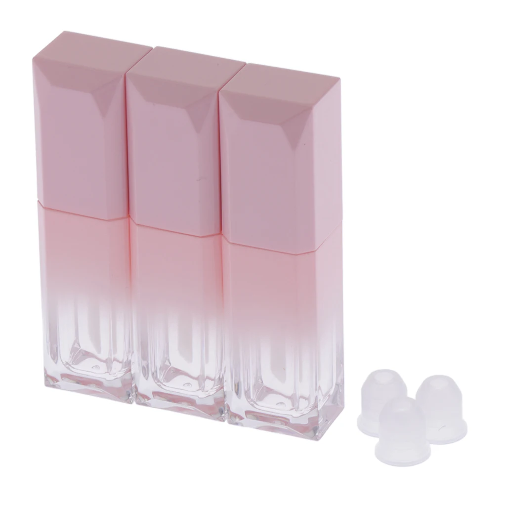 6Pcs Empty Square Lip Gloss Tube Small Lipstick Vials DIY Lip Balm Sample Cosmetic Container Jars Bottle Pink