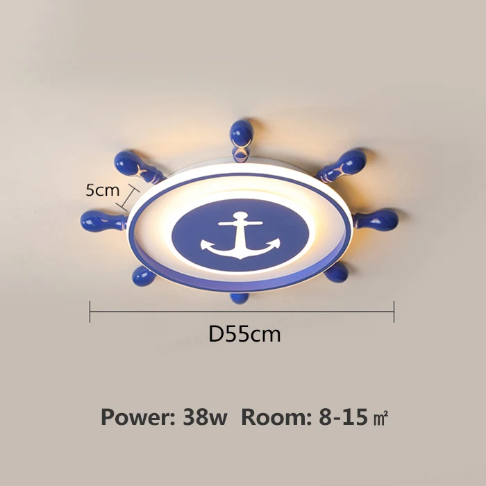 Креативные люстры с пиратским кораблем, потолочные люстры для детской комнаты, для маленьких мальчиков, спальни, современная люстра домашнее украшение, светодиодная люстра - Цвет абажура: Dia 55CM