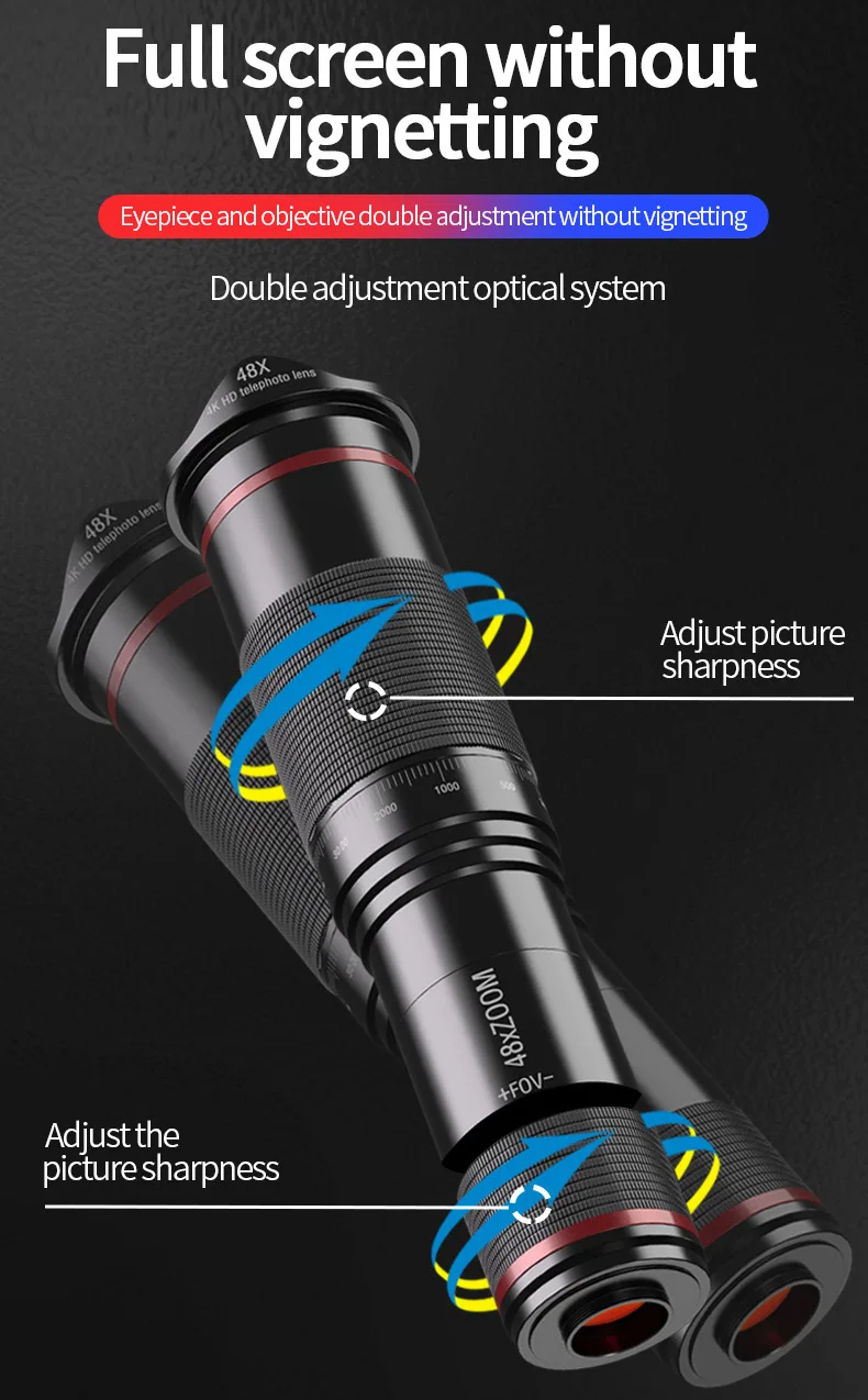 HD metal 48x Telescope adjust picture sharpness with smart cell direct