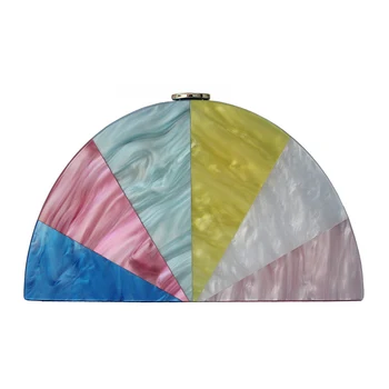 

2020 New Fashion Women Messenger Bag Patchwork Shoulder Bag Acrylic Clutch Vintage Woman Evening Bags Cute Casual Box Wallet