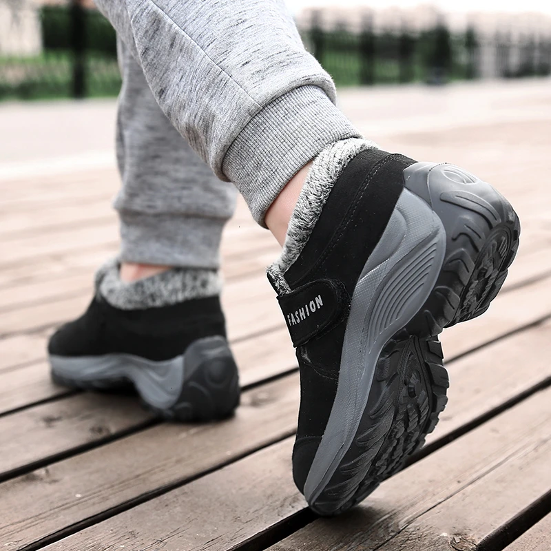 Кроссовки женские на платформе замшевые Нескользящие утепленные плюшевая