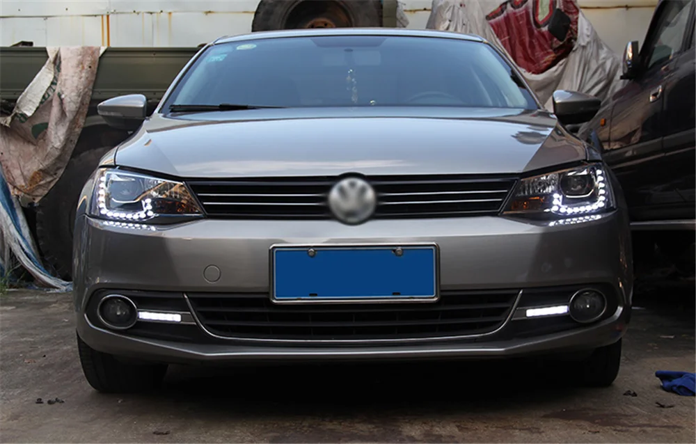 Пара для jetta светодиодный фары 2012- jetta HID фары биксеноновые фары Противотуманные фары Дневные ходовые огни двойные линзы