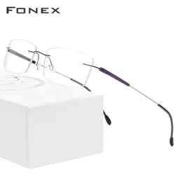 Мужская и женская оправа для очков FONEX, безободковая оправа из пластика TR90 и титанового сплава без винтов для очков для коррекции зрения