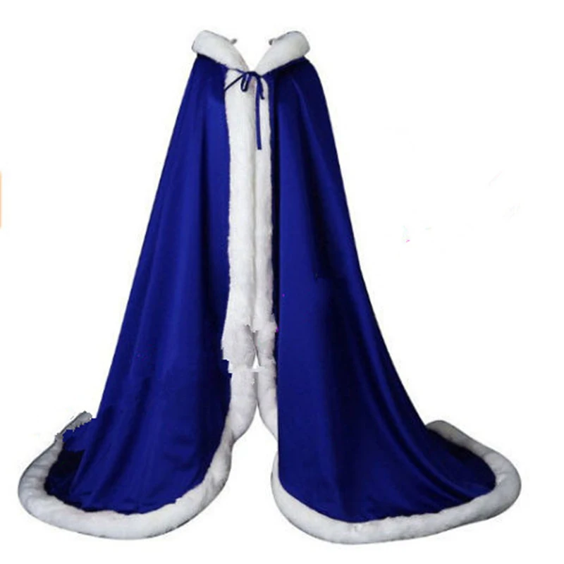 Keep warm Hooded Bridal Cape Ivory White Wedding Cloaks Faux Fur For Winter Wedding Bridal Wraps Bridal Cloak