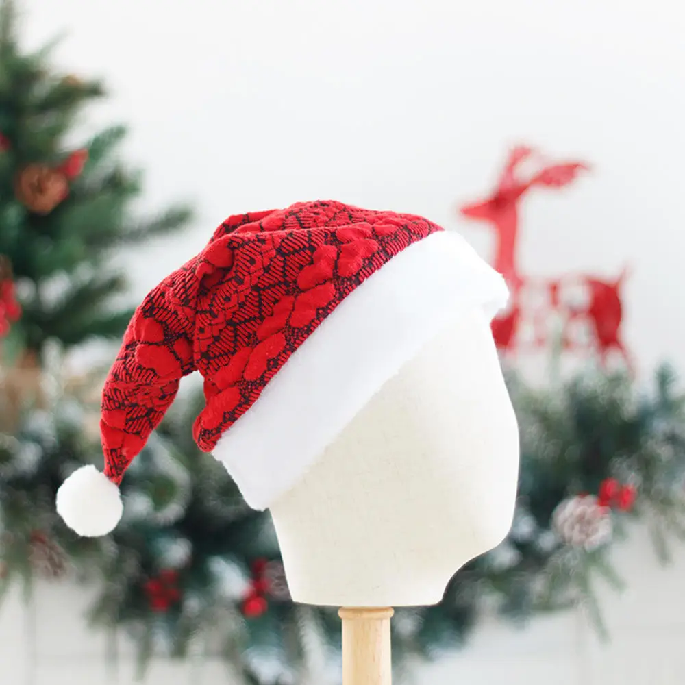

Christmas Hats Plush Cap Xmas Party Props Santa Claus Knitting Soft Warm Gift for New Year Head Accessories