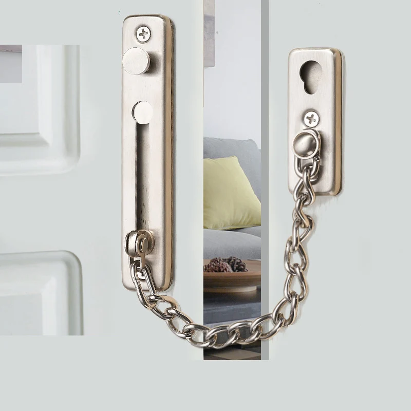 

New 304 Stainless Steel Anti-Theft Door Chain Lock Home Security Guard Bolts Latch for Inside Door SF66
