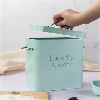 

Milk Powder Bucket Nordic Wind Washing Powder Storage Bucket Box Metal Container with Spoon and Lid Food Grain Rice Dispenser