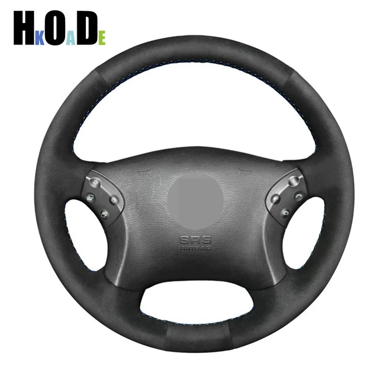 

Чехол рулевого колеса автомобиля для Mercedes-Benz W203 C-Class 2001 - 2007DIY сшитый вручную черный замшевый чехол на руль