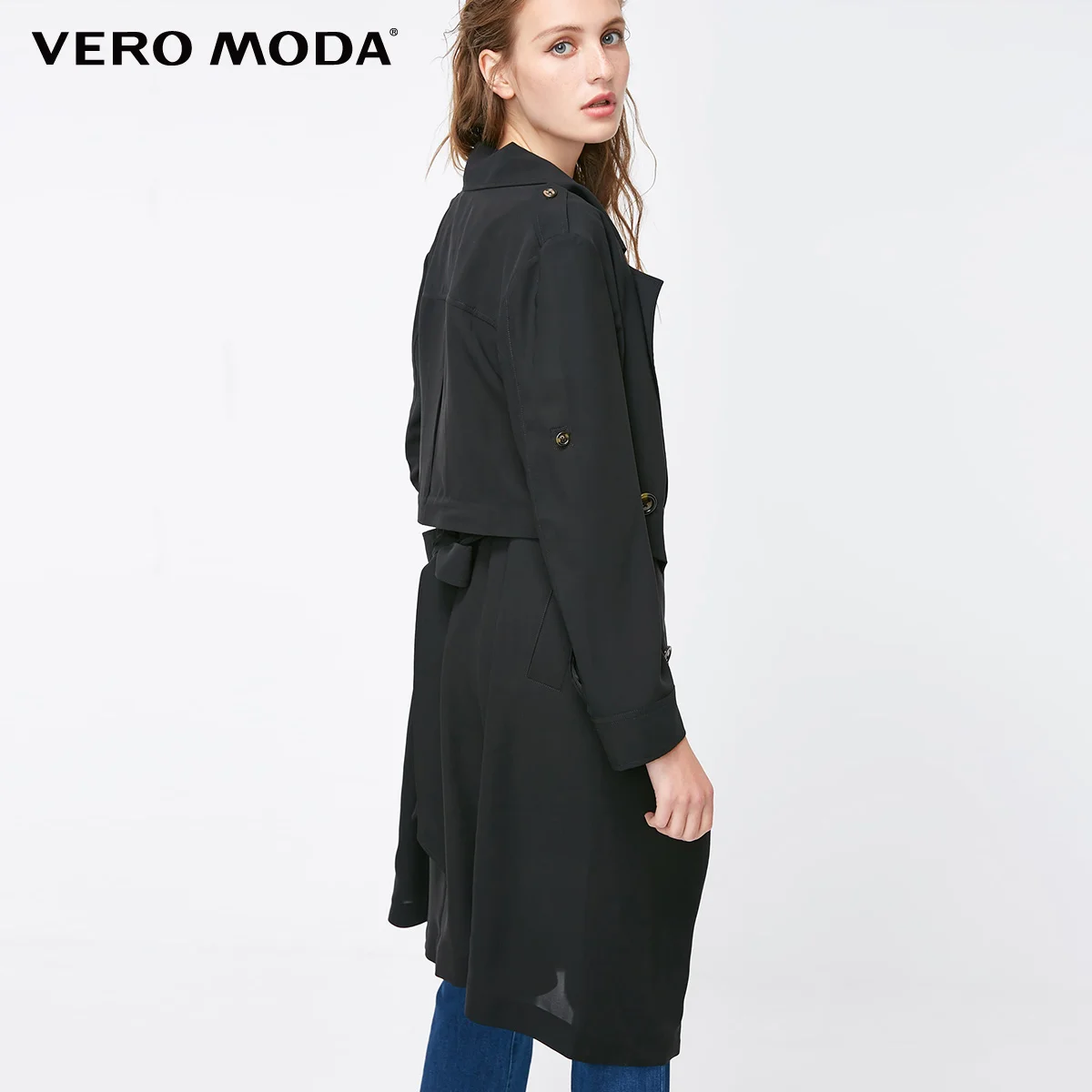 Vero Moda Новое поступление женский настоящий Двухсекционный жилет Свободное пальто средней длины Тренч | 318321531