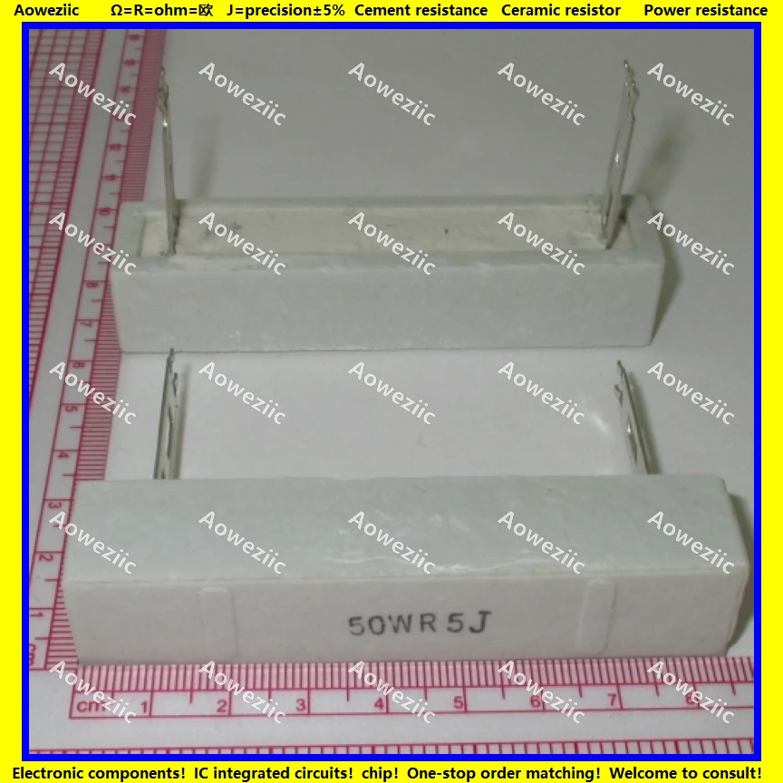 50WR5J 50W 0.5 ohm +/ 5% 수평 시멘트 저항기, 50w0.5˚j 시멘트 저항 50W0.5R 50W0.5OHM ...