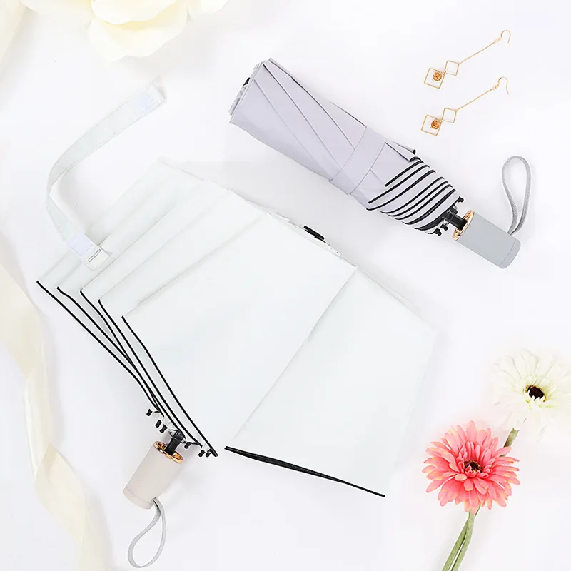 Hot Selling Folding Umbrella Vinyl Sun-resistant UV-Protection Parasol South Korea Women's Personalized& Creative Hipster