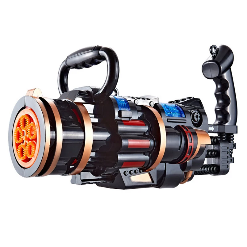 Pistola de burbujas Gatling 2 en 1 para niños y adultos, juguete de burbujas eléctrico para exteriores, máquina de burbujas