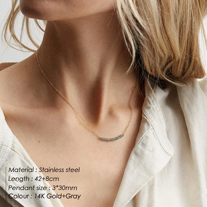 E-Manco модное многослойное ожерелье из нержавеющей стали для женщин, колье, массивное ожерелье, Кристальные подвески, ожерелье, набор ювелирных изделий - Окраска металла: YX16892D8H0