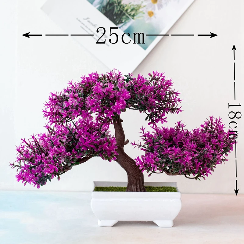 Fake Artificial Pot Plant Bonsai Potted Simulation Pink Tellow Plum Tree Home/Office Table Desk Decor