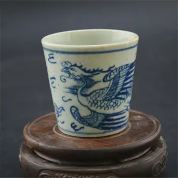 

Chinese Old Porcelain Phoenix Pattern Painting Wine Glass Chinese Style Kungfu Teacup And Water Cup