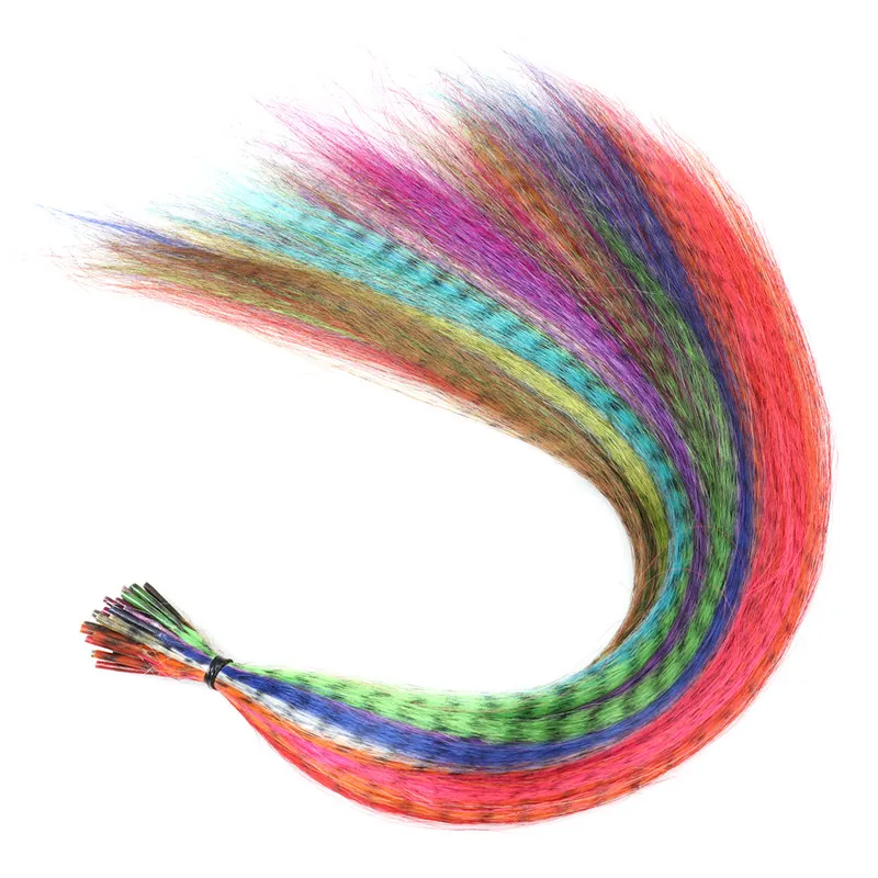 Fake Feather Pink Colored Stands of Hair Extensions Rainbow Hair Dye Pieces Acccessories for Girl and Women 2021