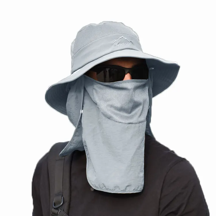 Summer Quick-drying Boonie Hat Outdoor Face Mask Wide Brim Bucket Hat Sun Protection Panama Cap for Fishing Hunting sun hat sun protection hat fisherman hat